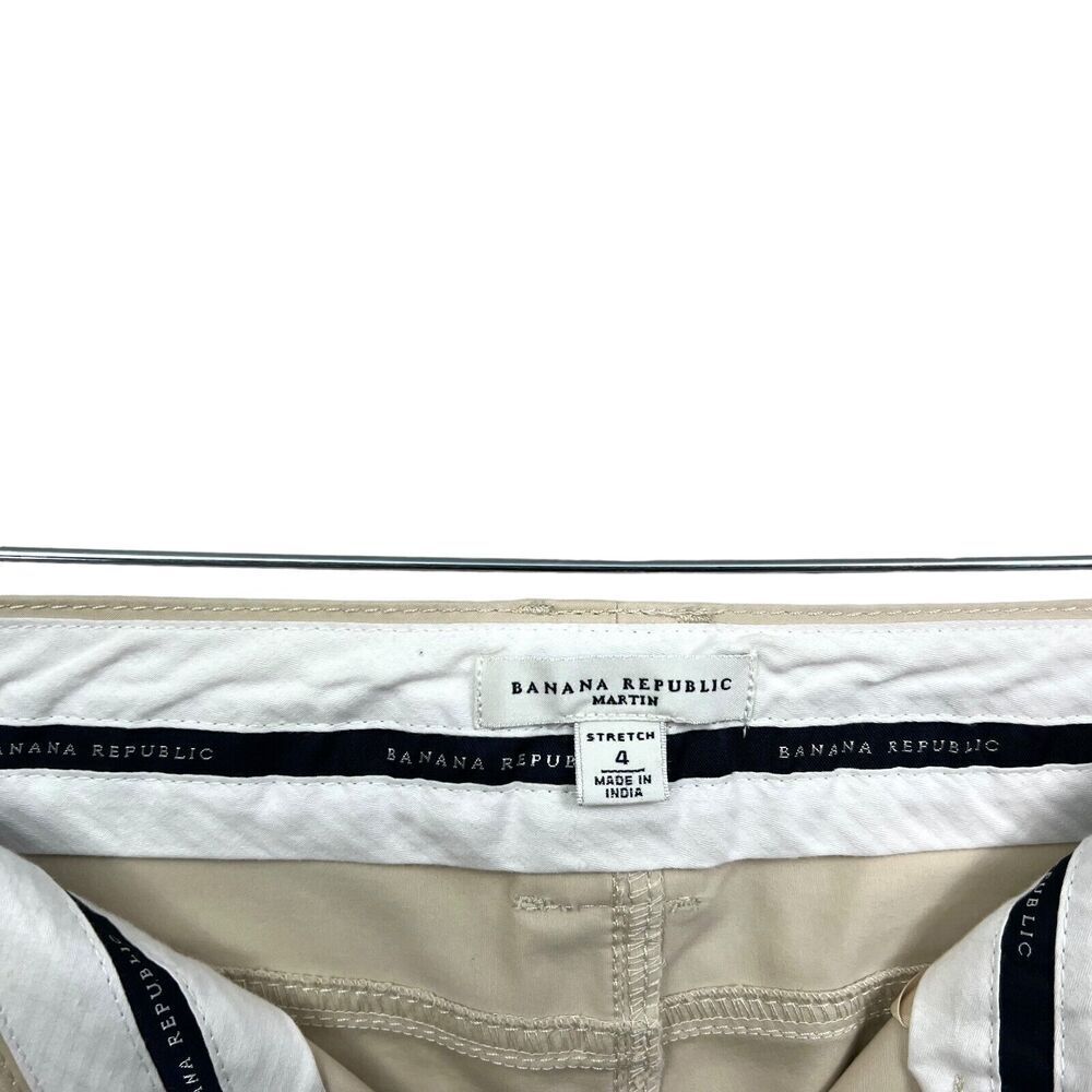 Banana Republic Pants Martin Crop Chino Stretch Slit Ankle Hem Beige Women Sz 4* - Picture 4 of 6